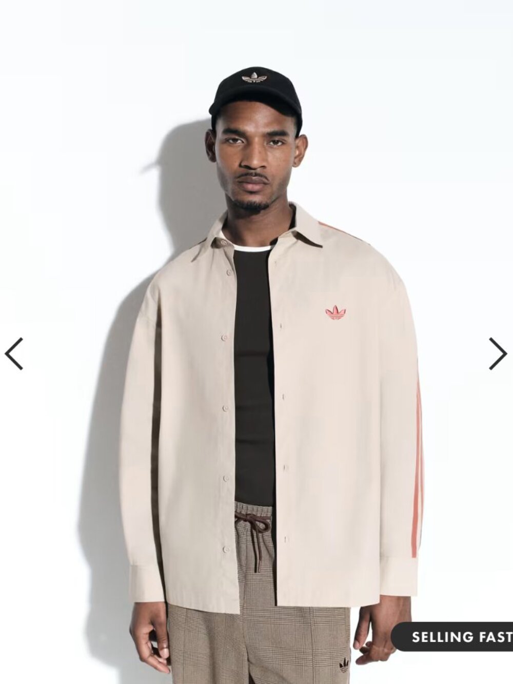 adidas Originals x ASOS men's shirt in beige cotton poplin, size small *DROP 4*